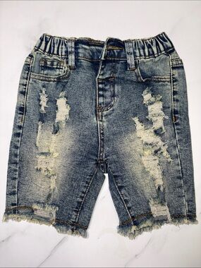 Kids Distressed Denim Shorts - Blue